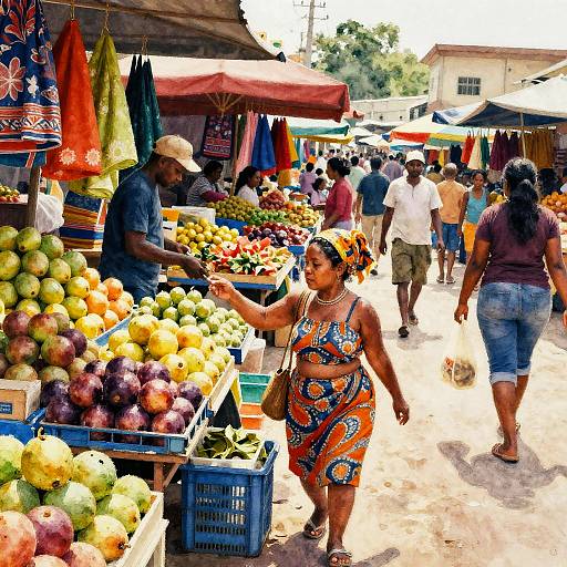 Watercolor Street Market Scene
