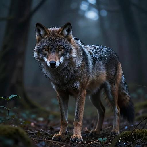 Werewolf at Moonlit Forest Edge
