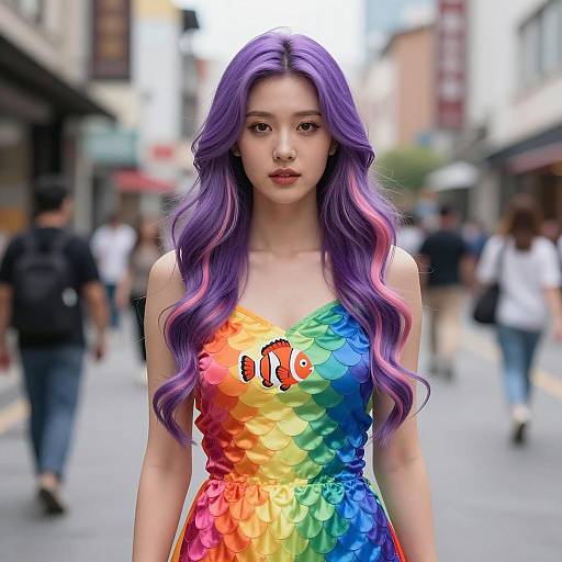 Vibrant Rainbow Fish Costume Portrait