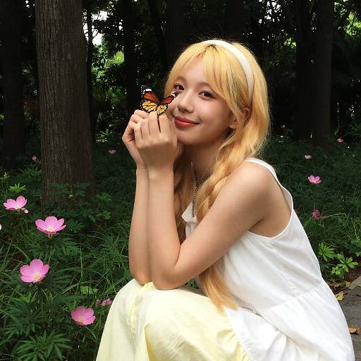 Whimsical Blonde Girl in Nature