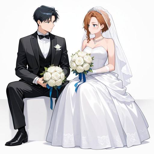 Elegant Wedding Couple in Traditional Attire Elegant Wedding Couple in Traditional Attire