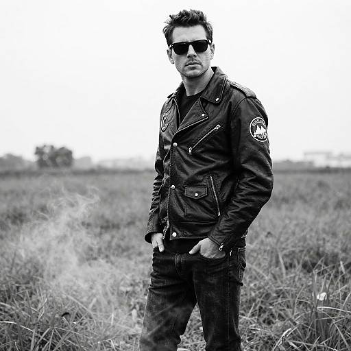 Confident Man in Leather Jacket