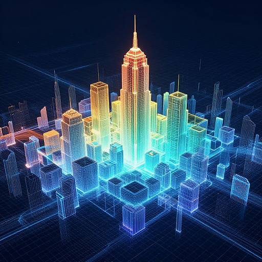 Futuristic AI Depth Map Cityscape