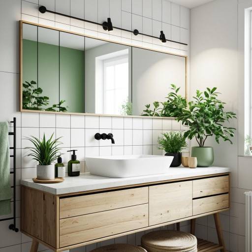 Scandinavian Style Bathroom Vanity with Plants