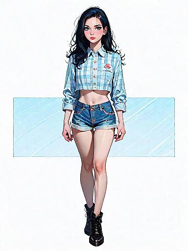 Realistic Summer Fashion Portrait of Woman