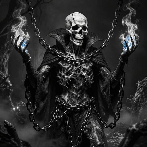 Dark Arcane Lich with Blue Flames