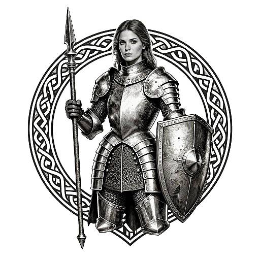 Medieval Female Knight with Lance and Shield