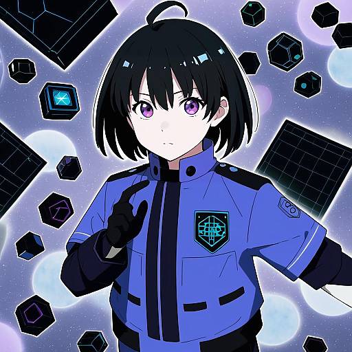 Illustration of Amatori chika, world trigger in the style of Shin'en (gyokuro company)