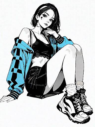 Realistic Comic-Style Casual Streetwear Girl