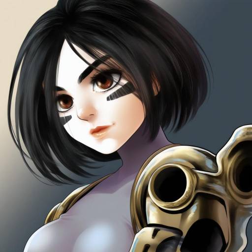 Illustration of Alita, battle angel alita in the style of Socha