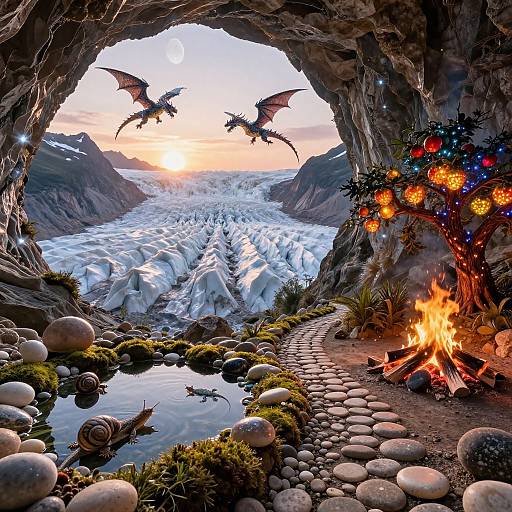 Magical Sunrise Over Enchanted Mountain