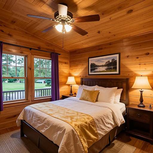 Cozy Wooden Cabin Bedroom Interior