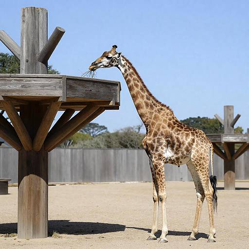 Giraffe Feeding at Wooden Platform