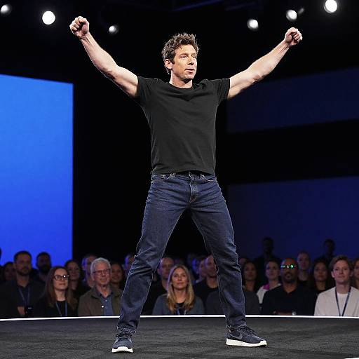 Heroic Sam Altman Tech Conference Pose