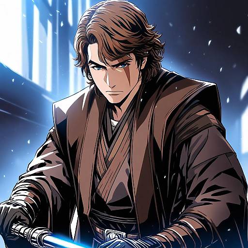 Illustration of Anakin skywalker, star wars in the style of Kobamiso (kobalt)