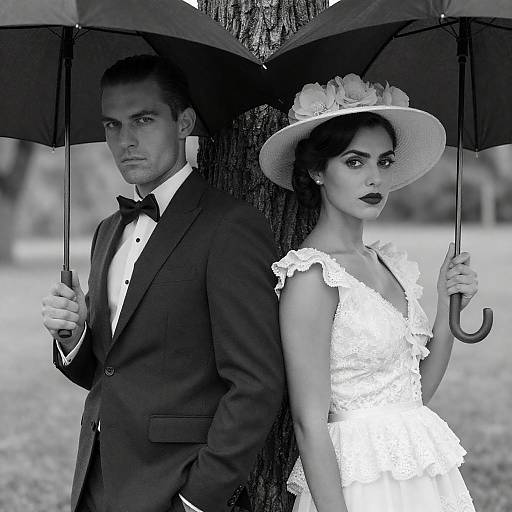Elegant Black-and-White Portrait of a Couple