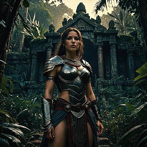 Female Warrior in Ancient Jungle Temple