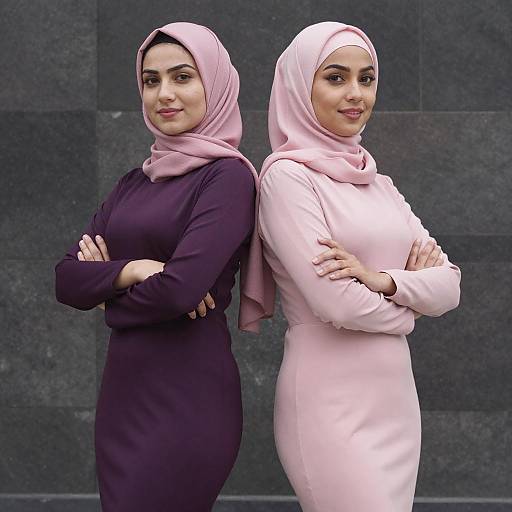 Elegant Women in Pink Hijabs