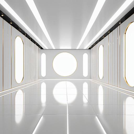 White and Gold Futuristic Studio Hall