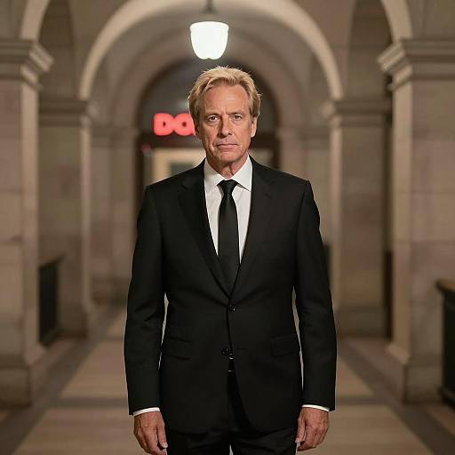 Elegant Portrait in a Dimly Lit Hallway