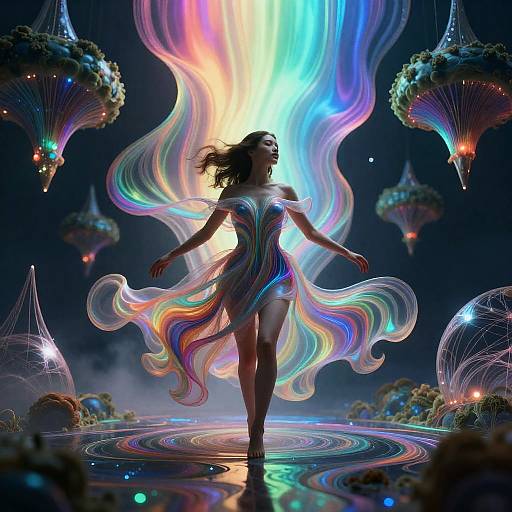 Hypnagogic Molten Aurora Woman Portrait