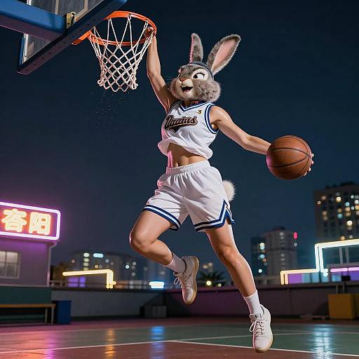 Dynamic Portrait of a Basketball Rabbit