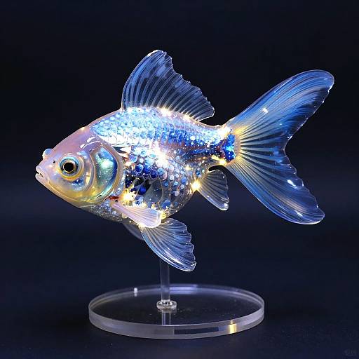 Glowing Glass Goldfish Sculpture