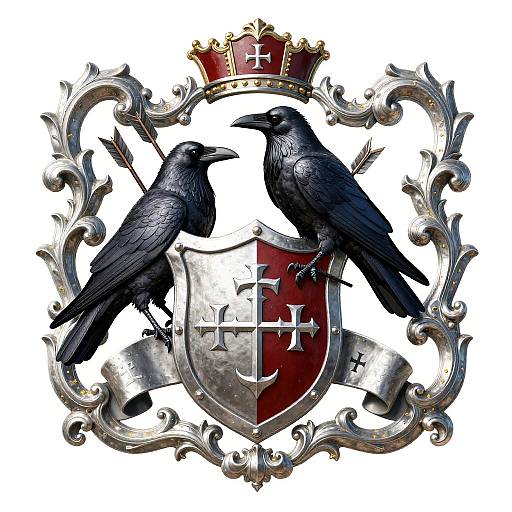 Detailed Raven Family Crest Design
