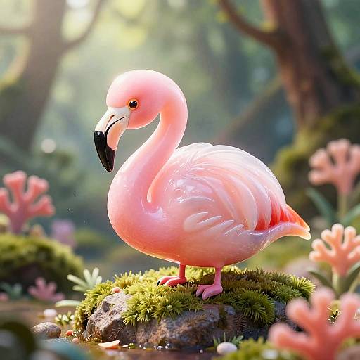 Glossy Flamingo Pink Manta Illustration