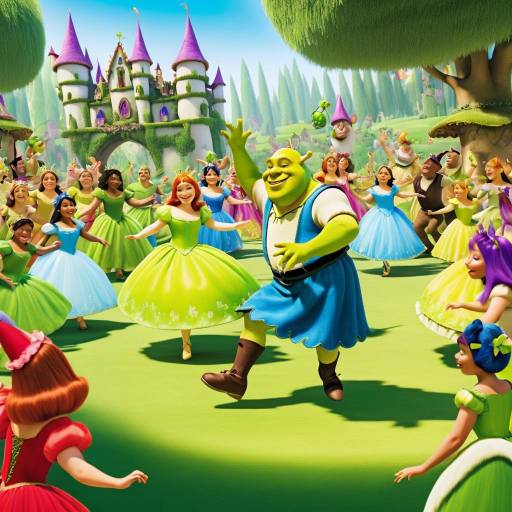 Humorous Shrek Dancing at Fairy Tale Party
