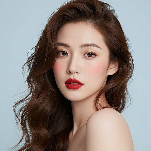 Radiant Woman Portrait with Voluminous Hair