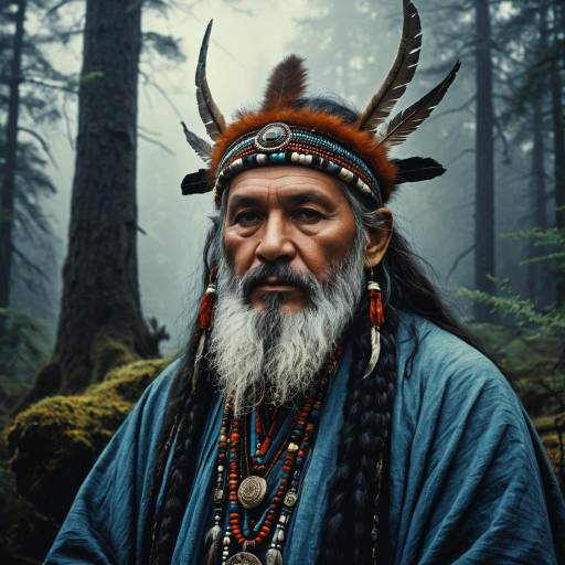 Ancient Shaman in Misty Forest