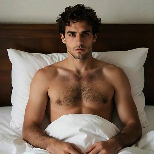 Serious Shirtless Man in Dim Light