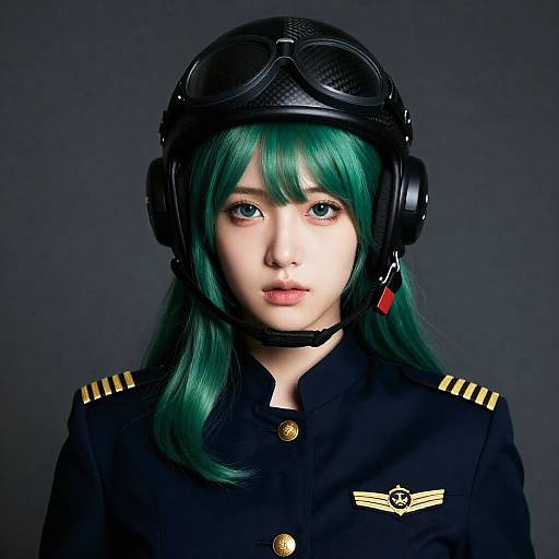 Emerald-haired Female Pilot Portrait