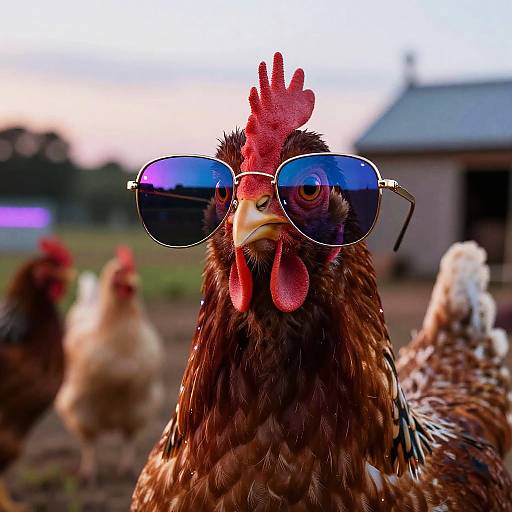 Cyberpunk Chicken with Sunglasses