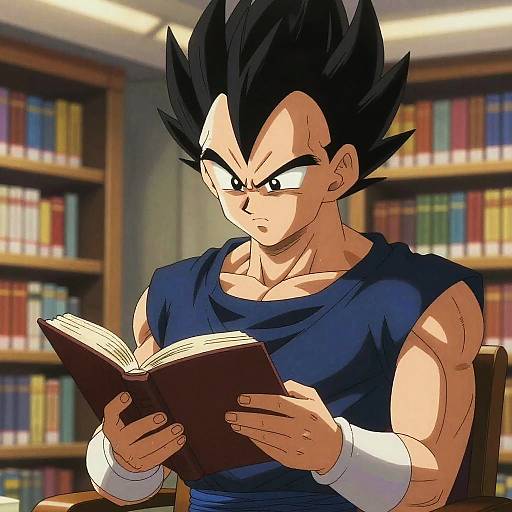 Vegeta in Futuristic Library