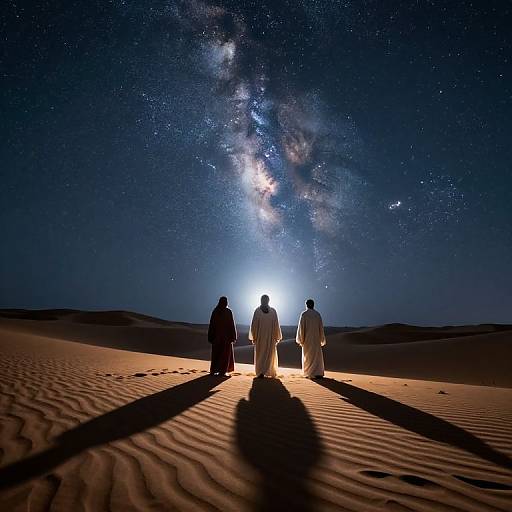 Mystical Robed Figures in Desert Night