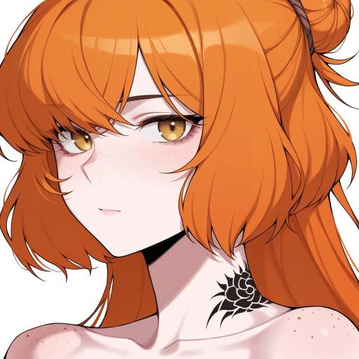 Solo Girl with Orange Hair and Tattoo