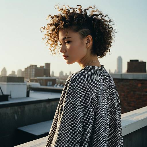 Curly Hair Undercut on Rooftop