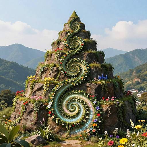 Fibonacci Pyramid with Mystical Vines