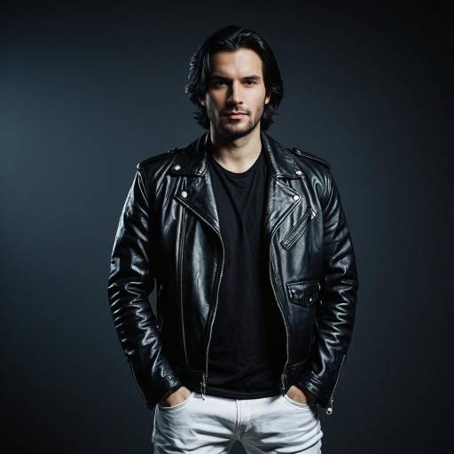 Man in Black Leather Jacket with Confident Stance