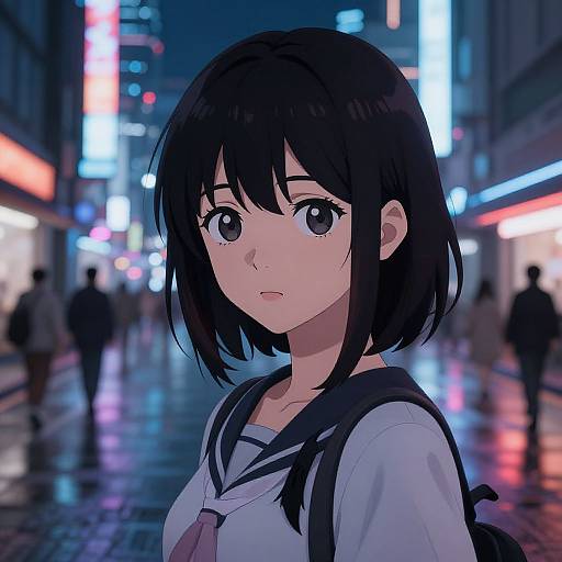 Realistic Anime Night Cityscape