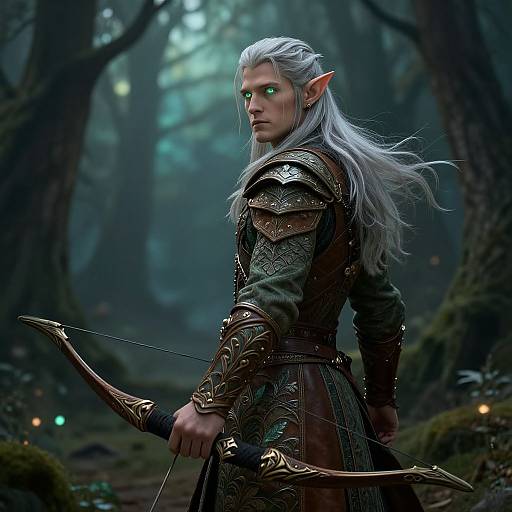 Elf Male DnD Character in Mystical Forest