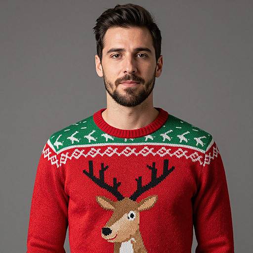 Man in Festive Deer Sweater