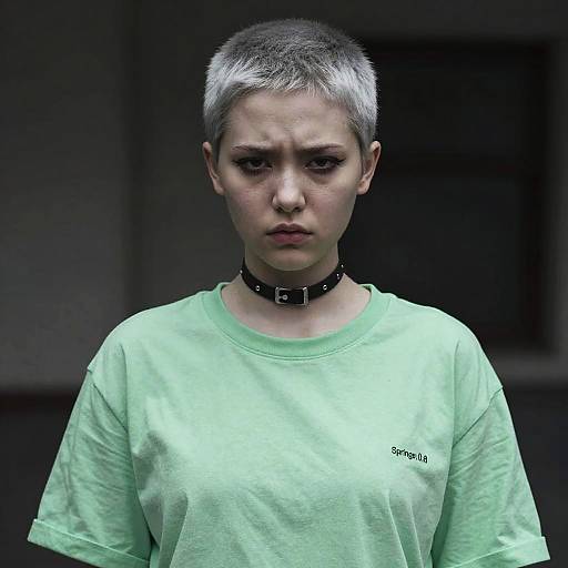 Cute Girl with Buzz Cut in Mood Lighting