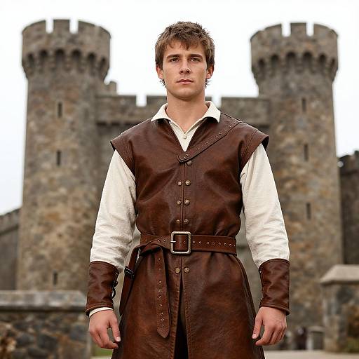 Young Man in Medieval Castle Setting
