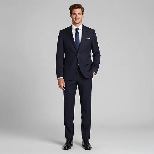 Handsome Man in Navy Suit Portrait