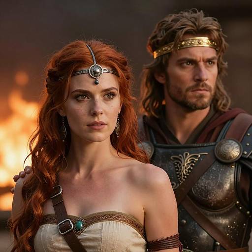 Ancient Warriors in Fiery Ambiance