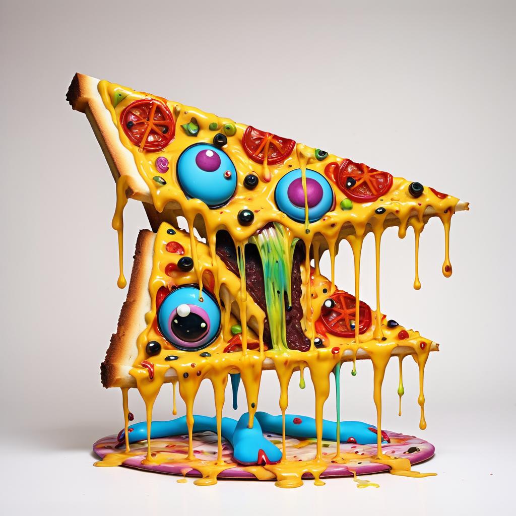 Surreal Pizza Slice with Limbs and Eyes