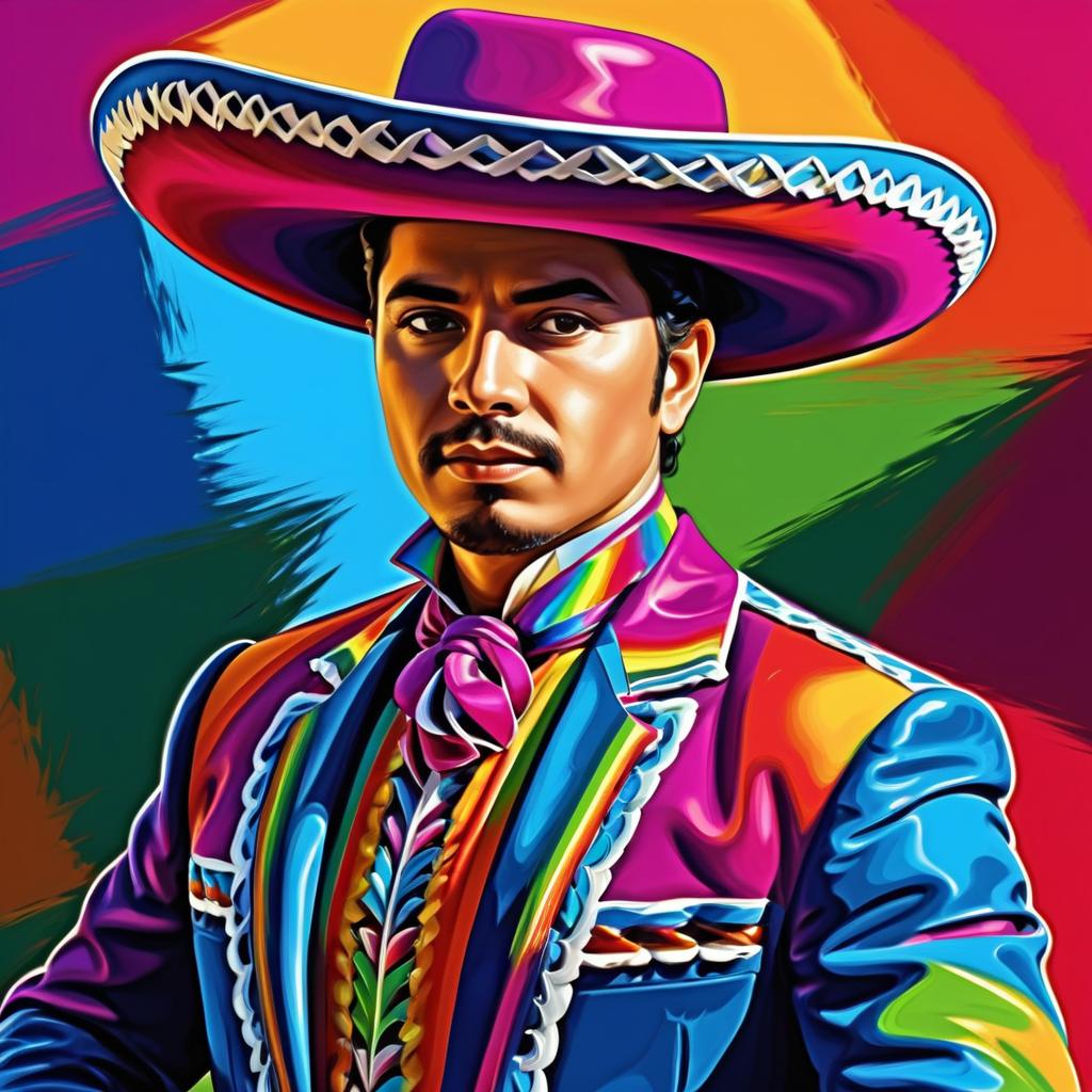 Vibrant Mariachi Portrait in Pop Art Style